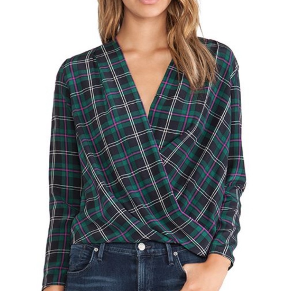 Amanda uprichard Green Crossover Silk in Scotch plaid